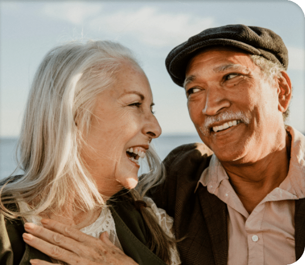 Mature couple wearing Lyric invisible hearing aids