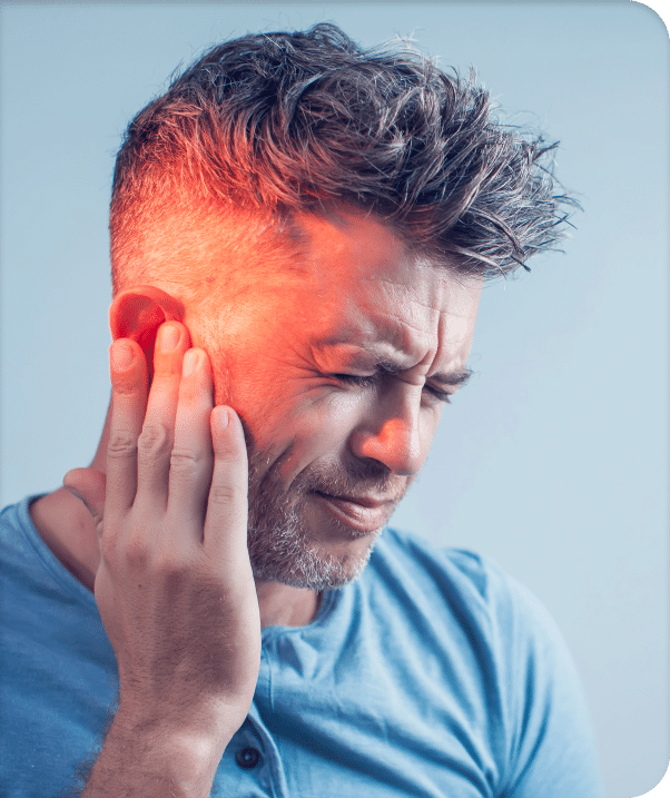 Man in pain from tinnitus